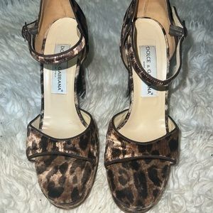 Dolce & Gabbana Fur Leopard Print Ankle Strap Heels